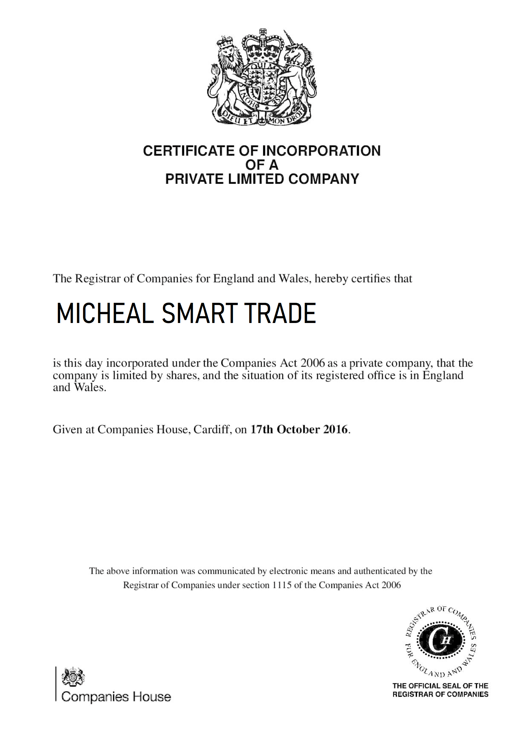 certificate